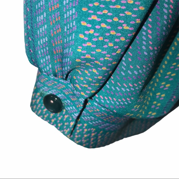 Vintage Turquoise Print Blouse, Size 1X - Picture 6 of 8